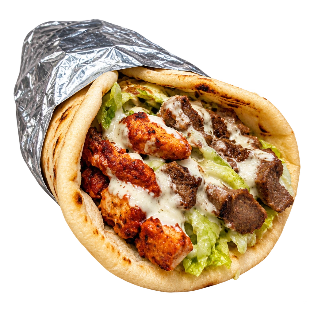 Mixed chicken and lamb gyro